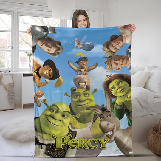 Personalized Shrek Characters Blanket, Gift For Shrek Film Fans Quilt Blanket
