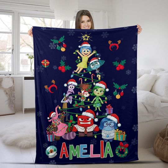 Discover Christmas Light Blanket, Inside Out All Emotions Blanket, Christmas Gift, Christmas Disney Blanket AXIR12