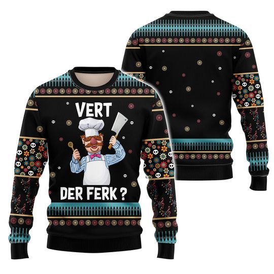 Discover Swedish Chef Vert Der Ferk Ugly Christmas Sweater Chef Happy Holiday Sweater Lover Xmas Sweater Gift, Christmas Gift
