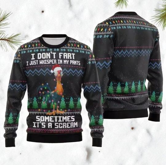 Scream Chicken Ugly Christmas Sweater, Xmas Sweatshirt, Funny Holiday Sweater, Hilarious Winter Gift Idea