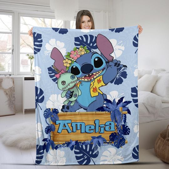 Discover Custom Stitch Blanket, Disney Blanket, Custom Name Blanket, Disney Trip Blanket,Birthday Gift, Christmas, Stitch Blanket Baby Blanket AXIR07