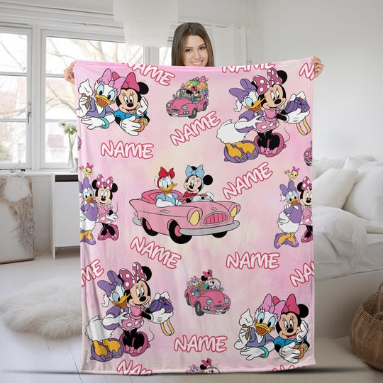 Discover Personalized Minnie Daisy Blanket, Watercolor Disney Blanket, Disney Princess Blanket, Custom Name Blanket, Minnie Mouse Blankets UM5R14