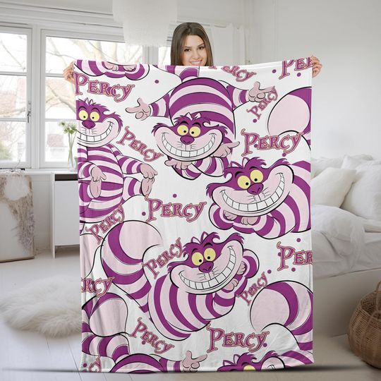 Discover Custom Disney Cheshire Cat Alice in Wonderland Blanket, Custom Name Blanket, Disney Princess Alice Birthday Girl, Cheshire Cat UM5R15
