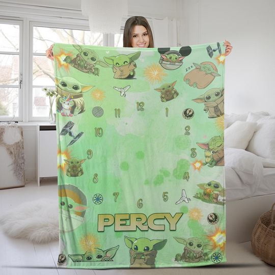 Discover Personalized Baby Yoda Grogu Blanket/Baby Yoda Milestone Blanket/The Mandalorian Baby Yoda Birthday Gifts Baby Yoda Christmas OGYI10