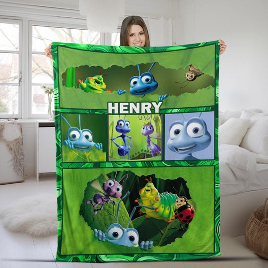 Discover Personalized A Bug's Life Blanket With Name, Customized Blanket Bedding Christmas Gifts, Comfortable Bedroom Birthday Gift SKXI11
