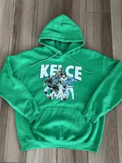 Philadelphia Football Eagles Jason Kelce Graphic Hoodie Kelly Green