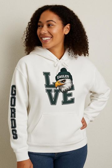 Discover Philadelphia Football Eagles Love Hoodie Unisex Heavy Cotton Blend Fans