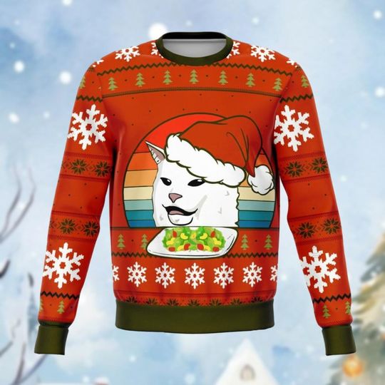 Discover Christmas Cat Meme Ugly Sweater, Funny Christmas Sweatshirt, Cute Animal Xmas Sweater, Family Christmas Sweater, Gift For Friends