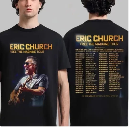 Discover E Church Free The Machine Tour 2025 2026 North America Schedule Dates T-Shirt