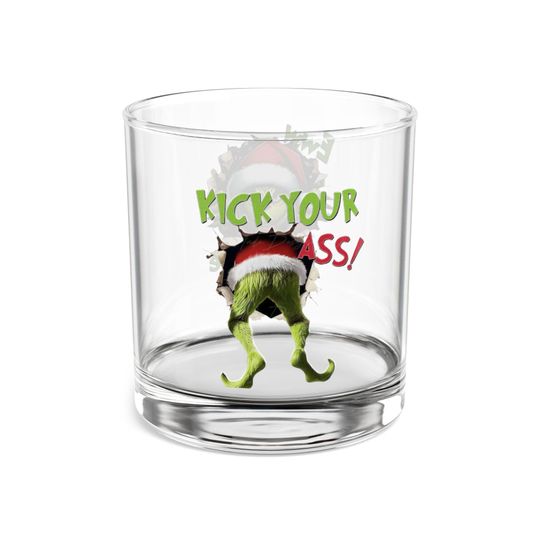 Discover funny character Rocks Glass: Holiday Drinkware, Christmas Party Barware