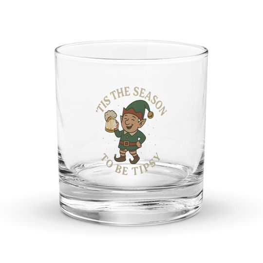 Discover Christmas Whiskey Glass  Funny Holiday Rocks Glass, Tipsy Elf Gift