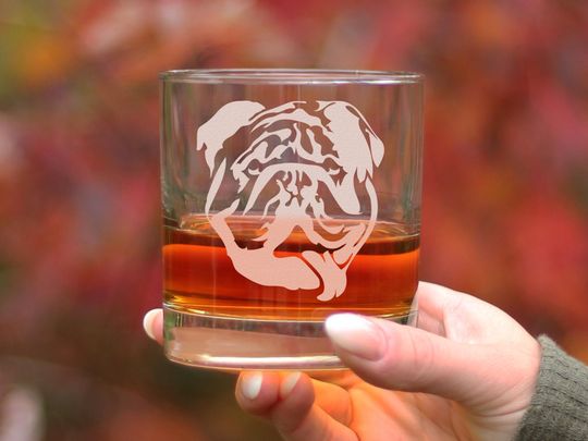 Discover Etched Bulldog Rocks Glass: 10 oz Old Fashioned Glassware