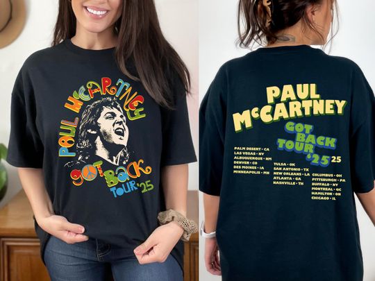 P McCartney Got Back Tour 2025 T-Shirt - Beatles Fan Tee