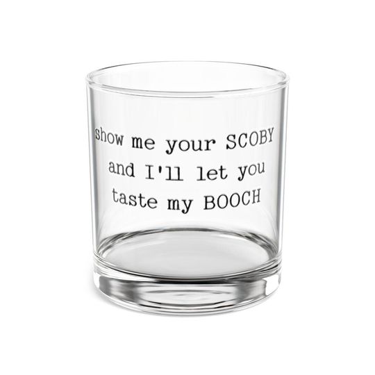 Discover Kombucha Rock Glass, 10oz USA made - "Show My your Scoby" for beautiful fizzy drink