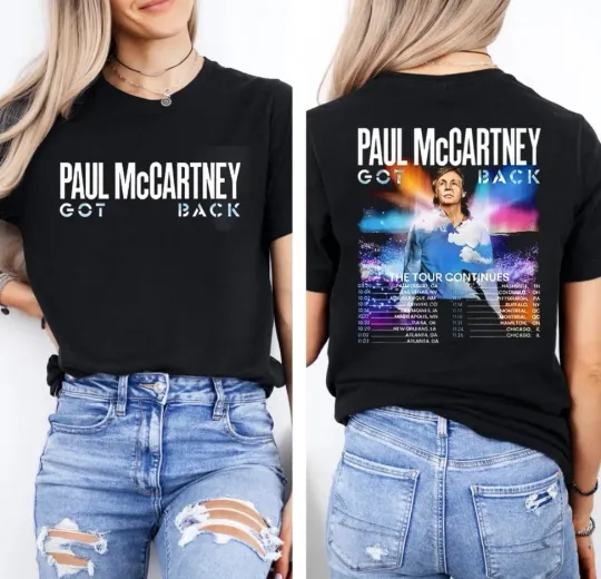 P mccartney Got Back Tour 2025 Double Sided T-Shirt