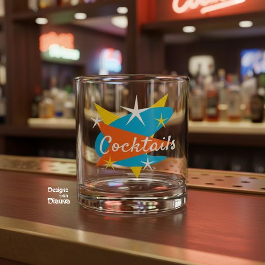 Discover Atomic Rock Glass Retro Atomic Cocktail Barware Kitschy MCM Whiskey Glasses Mid Century Modern Bar Unique Holiday Gift Perfect for Parties
