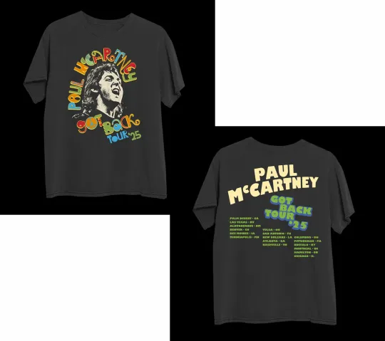 Discover P mccartney Got Back Tour 2025 Colorful Retro Font T Shirt