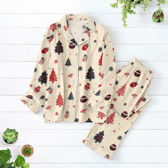 Discover Christmas Tree 2025 Pajamas Set, Merry Xmas Matching Holiday Pajamas, Colorful Pine Tree Loungewear, Fun Xmas Women Pajamas, Xmas Gifts