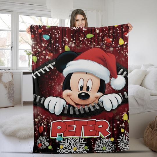 Discover Vintage Disney Santa Mickey And Minnie Christmas Ugly Blanket, Mickey's Very Merry Christmas Party 2025 Blanket AXIR19