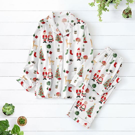 Discover Santa Claus Christmas Pajamas Set, Merry Xmas Matching Holiday Pajamas, Winter Xmas Loungewear, Xmas Women Pajamas, Xmas 2025 Gifts