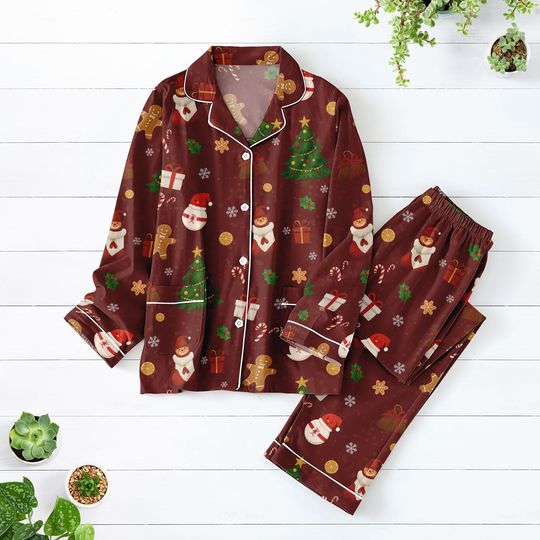 Snowman Christmas Pajamas Set, Merry Xmas Matching Holiday Pajamas, Winter Party Loungewear, Xmas Women Pajamas, Xmas Gifts Idea