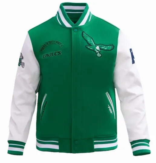 Discover Men's Philadelphia Eagle Pro Standard Green Retro Varsity Jacket