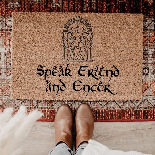 Discover Speak Friend and Enter Doormat Welcome Mat Funny Door Mat Movie TV Show Mat Housewarming Gift All Weather Durable Curly Mat