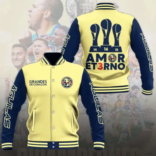 Discover Club América Varsity Jacket Football Cup Liga baseball Jacket For Fan Made