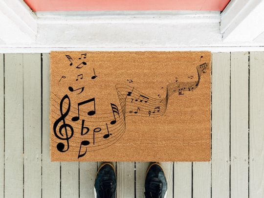 Music Note Doormat: Natural Coir, Musician Gift