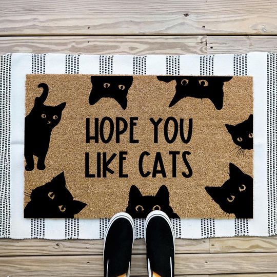 Discover Hope You Like Cats Doormat Cat Door Mat Cat Welcome Mat Cat Gift Funny Doormat Funny Cat Gift Ideas Welcome Cat Gift for Cat Owner Love