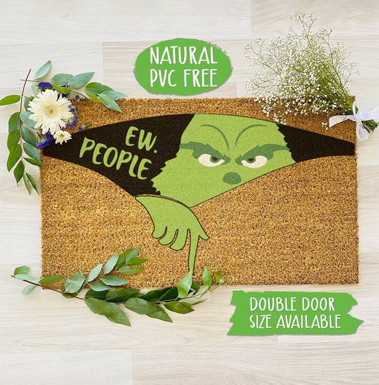 Ew People funny character Squad Doormat, Merry Grin Christmas Doormat, Funny Welcome Mat, funny character Decoration, Christmas Mat, Holiday Gift CC448