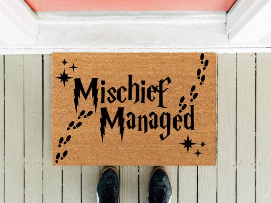 Discover Mischief Managed Doormat: Funny Nerdy Front Door Rug