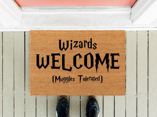 Discover Wizards Welcome Doormat: Funny Movie Home Decor