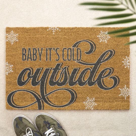 Discover Christmas Doormat Baby It's Cold Outside Brush Door Mat Front Doormat Christmas Decor Gift Xmas Doormat Festive Gift Holidays