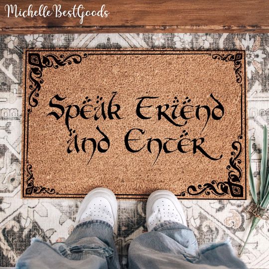 Discover Speak Friend and Enter Doormat Welcome Mat Funny Door Mat Movie TV Show Mat Housewarming Gift All Weather Durable Curly Mat
