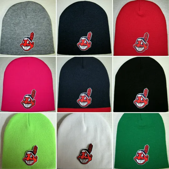 Discover Cleveland Indians Beanie SKULL CAP HAT CLASSIC M.L.B PATCH/LOGO