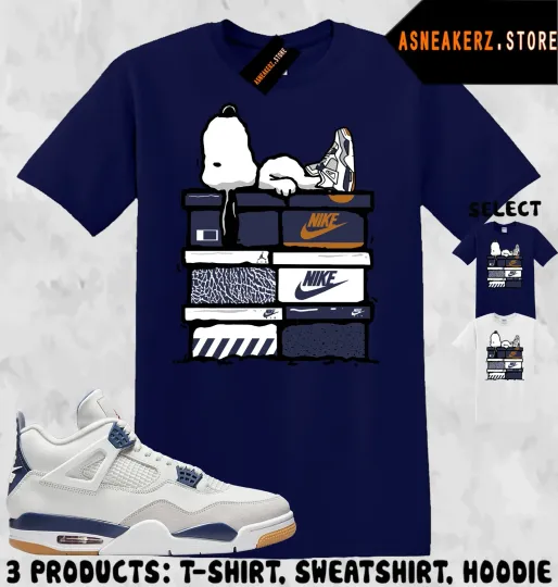 Discover AJ 4 SB Navy Sneaker Matching T-Shirt for Sneakerheads