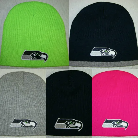 Discover Seattle Seahawks Beanie ✨Knit Hat ✨CLASSIC football PATCH/LOGO ✨5 Cool Colors ✨NEW