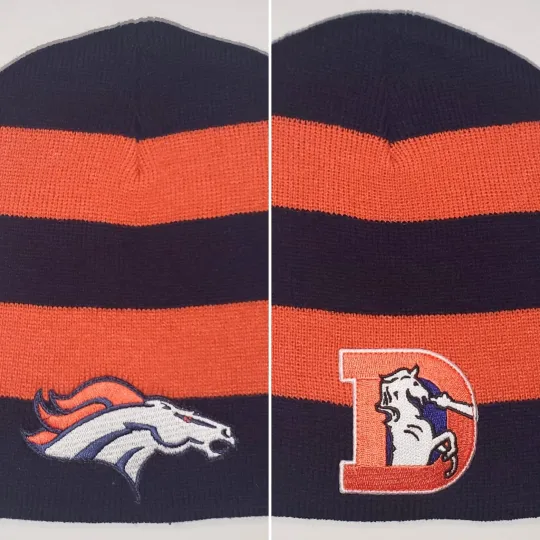 Discover Denver Broncos Beanie 🏈Knit Hat 🏈VINTAGE football PATCH/LOGO 🏈2 Cool Styles 🏈NEW