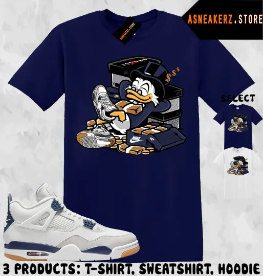 Discover AJ 4 SB Navy Sneaker Matching T-Shirt for Sneakerheads