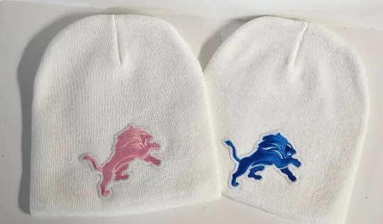 Discover Detroit Lions Beanie 🏈Knit Hat  🏈CLASSIC football PATCH/LOGO 🏈White 🏈NEW
