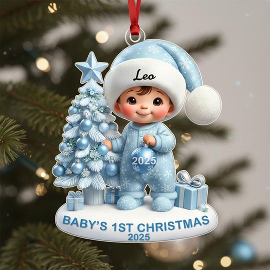 Discover Baby's First Christmas Ornament, Personalized Newborn Christmas Ornament, Acrylic Christmas Ornament For Custom Baby, New Baby Gift A-B66