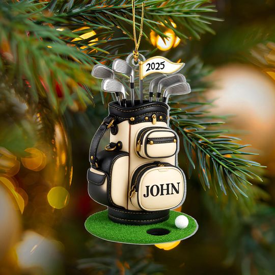 Discover Personalized Golf Bag 2D Flat Ornament, Custom Name Golf Lover Christmas Ornament, Gift for Golf Dad, Gift For Pro Golfer, Golf Club Gift