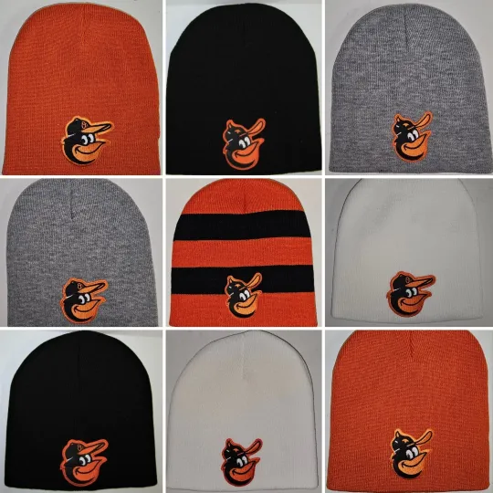 Baltimore Orioles Beanie Knit Hat CLASSIC M.L.B PATCH/LOGO