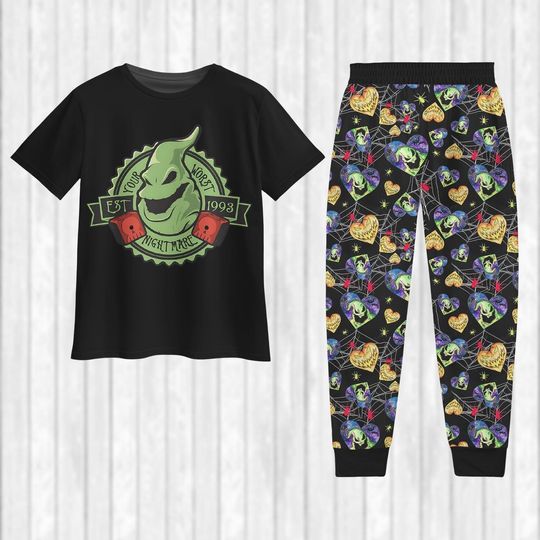 Discover Halloween Oogie Boogie Pajamas Set, Disney Boogie Man Tshirt, Oogie Boogie Bash Women Pajamas, Nightmare Before Christmas Sleepwear