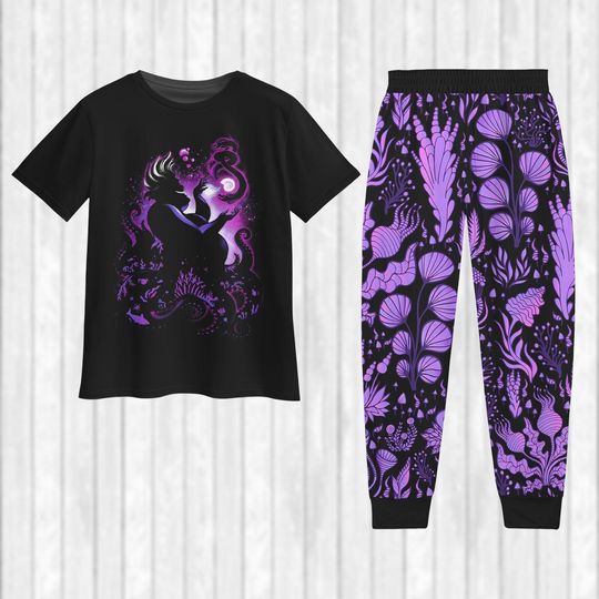 Discover Halloween Ursula Pajamas Set, Disney Villain Queen Tshirt, Spooky Season Pajamas, Magic Kingdom Shirt, Halloween Matching Family Tee