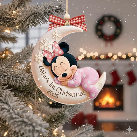 Discover Personalized Minnie Babys First Christmas Ornament, Baby Minnie Mouse Christmas Acrylic Keepsake, Personalized Newborn Gift Baby Gift Idea