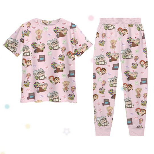 Discover Up Movie Pajamas Set, Carl And Ellie Women Pajamas, Pixar Fan Shirt, Magic Kingdom Pajamas Family, Funny Pjs, Disney Birthday Gift