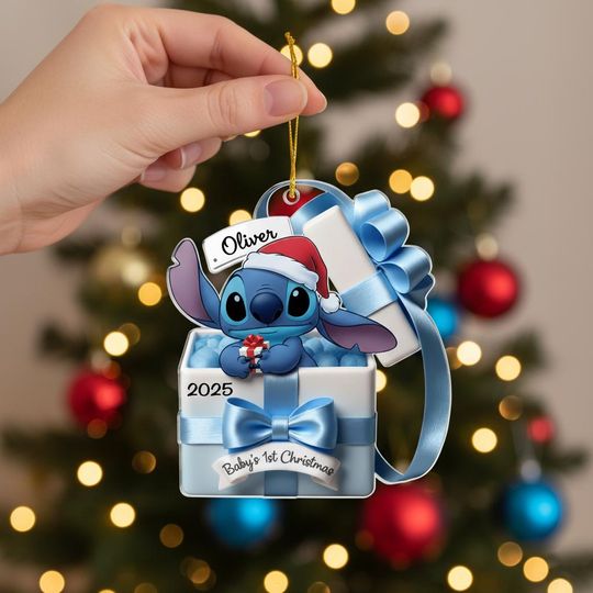 Discover Custom Stitch Babys First Christmas Ornament, Lilo and Stitch Christmas Acrylic Keepsake, Disney Baby Gift, New Baby Gift