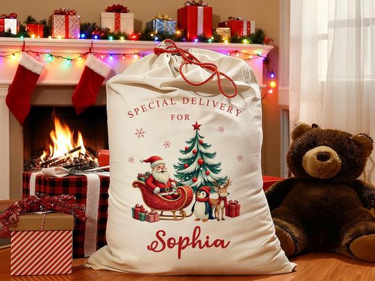 Discover Personalized Large Santa Sack,Christmas Family Santa Bag,Custom Name Santa Gift Bag, Christmas Gift Bag,Holiday Gift Bag,Xmas Gift for Kids